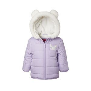 Wippette Girls 3D Bunny Applique Puffer Jacket, Purple
